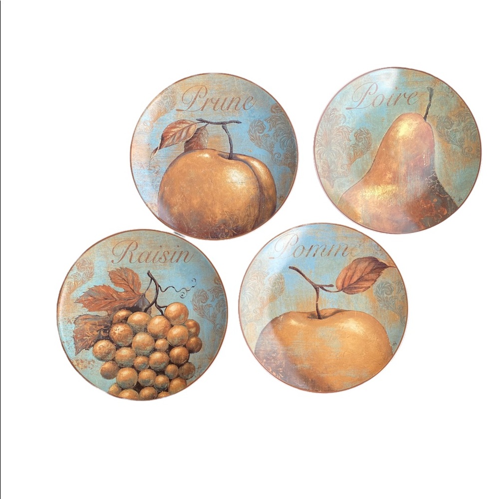 Pier 1 Stoneware Plates. Set/4. “Delicious” No chips or cracks.